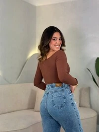 Body Canelado Manga Longa