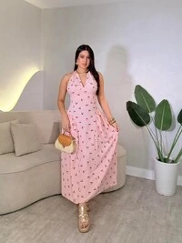 Vestido Midi Com Amarração Pescoço Ivana