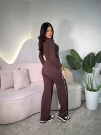 Conjunto Blusinha E Calça Canelado Listra