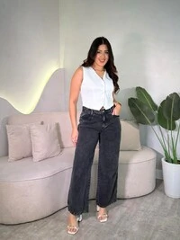 Calça Wide Leg Pink Lu