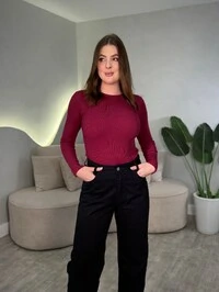 Blusinha Gola Alta Canelada Gaby