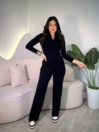 Conjunto Blusinha E Calça Canelado Listra