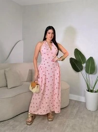 Vestido Midi Com Amarração Pescoço Ivana