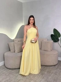 Vestido Longo Amarração No Pescoço Sol