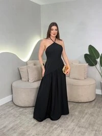 Vestido Longo Amarração No Pescoço Sol