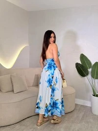 Vestido Midi Com Amarração Pescoço Katarine