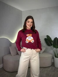 Moletom Sem Capuz Estampado Urso
