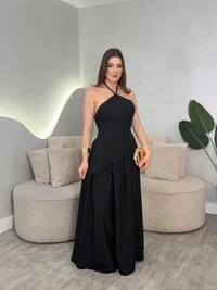 Vestido Longo Amarração No Pescoço Sol