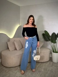 Blusinha Ombro A Ombro Manga Longa Lidiane