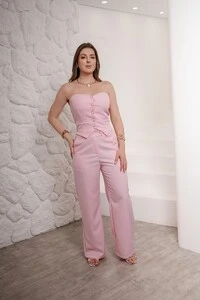 Conjunto Em Alfaiatária Cropped E Calça Lia