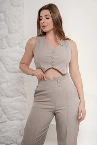 Conjunto Social Alfaiataria Colete E Calça Risca De Giz Wanessa