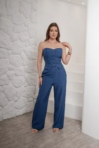 Conjunto Em Alfaiatária Cropped E Calça Lia