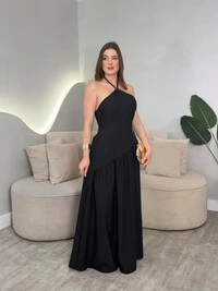 Vestido Longo Amarração No Pescoço Sol