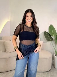 Blusinha Tule Com Renda Assimétrico Mari