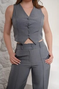 Conjunto Social Alfaiataria Risca De Giz Listra Ju