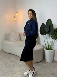Jaqueta Jeans Lavagem Escura