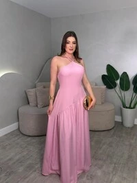 Vestido Longo Amarração No Pescoço Sol
