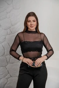 Body Tule Básico Gola Média
