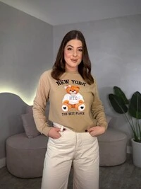Moletom Sem Capuz Estampado Urso