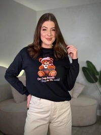 Moletom Sem Capuz Estampado Urso