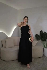 Vestido Midi Costas Abertas Scarlet