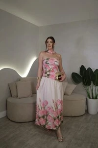 Vestido Tomara Que Caia Com Gola Lenço Floral Lia