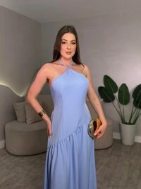 Vestido Longo Amarração No Pescoço Sol