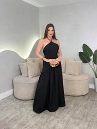 Vestido Longo Amarração No Pescoço Sol