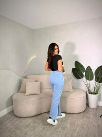 Calça Wide Lady Lu Com Listras Laterais