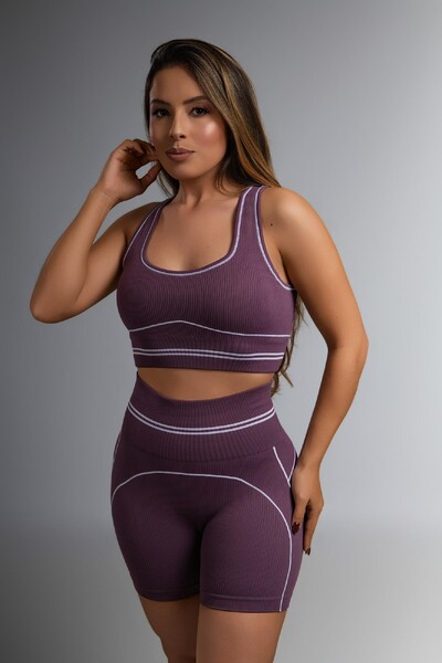 Foto Use.Mood - Conjunto Top E Shorts Canelado Lu