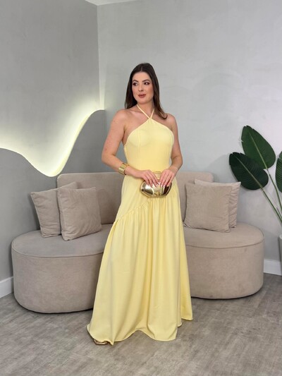 Foto Vestido Longo Amarração No Pescoço Sol