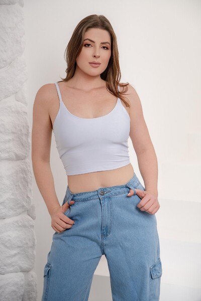 Foto Calça Jeans Wide Leg Cargo Pink Lu