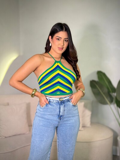 Foto Cropped Tricot Modal Frente Única Brasil Julia