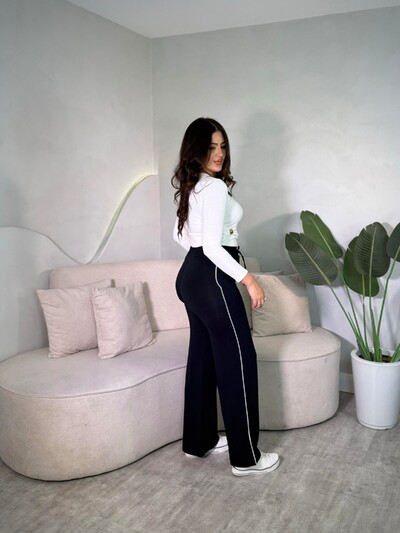 Foto Calça Pantalona Listra