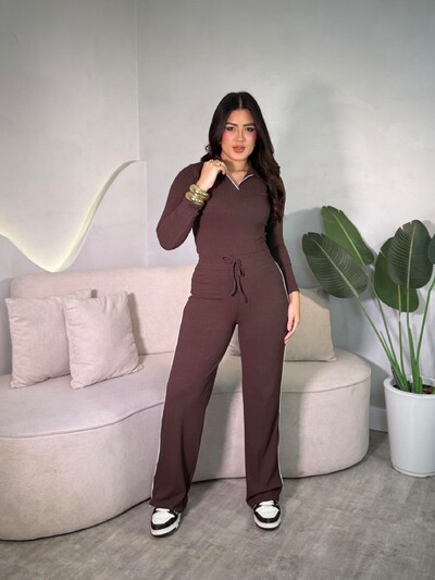 Foto Conjunto Blusinha E Calça Canelado Listra