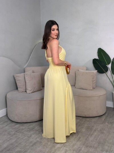 Foto Vestido Longo Amarração No Pescoço Sol