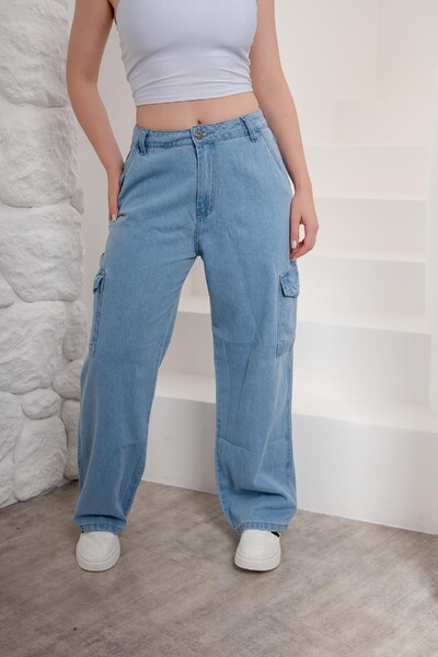 Foto Calça Jeans Wide Leg Cargo Pink Lu