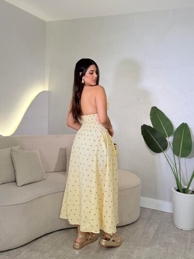 Foto Vestido Midi Com Amarração Pescoço Ivana