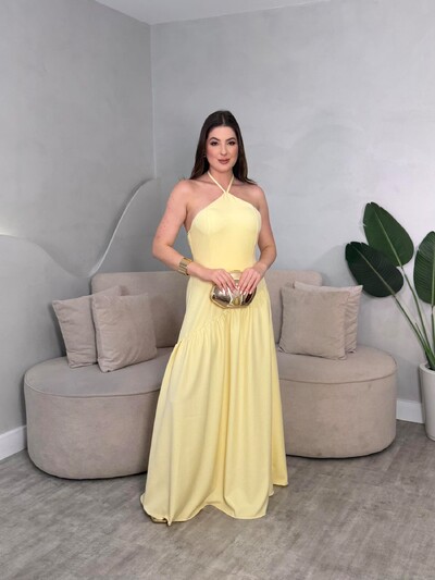Foto Vestido Longo Amarração No Pescoço Sol