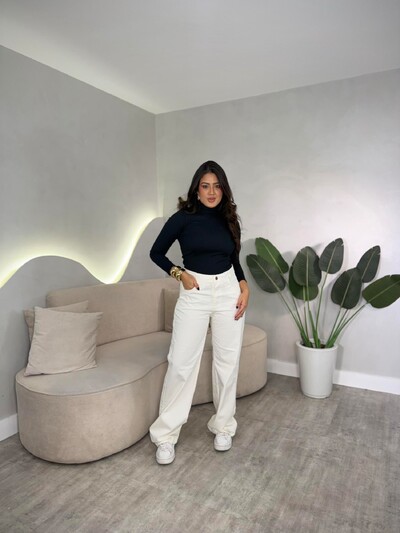 Foto Calça Jeans Wide Leg Off White