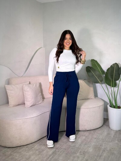 Foto Calça Pantalona Listra