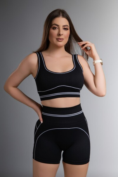 Foto Use.Mood - Conjunto Top E Shorts Canelado Lu