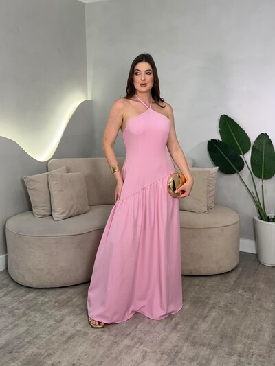Foto Vestido Longo Amarração No Pescoço Sol