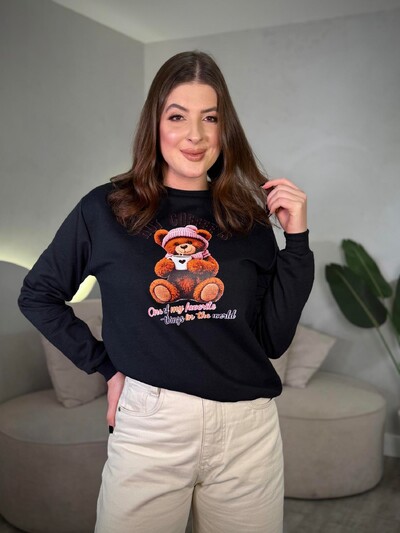 Foto Moletom Sem Capuz Estampado Urso
