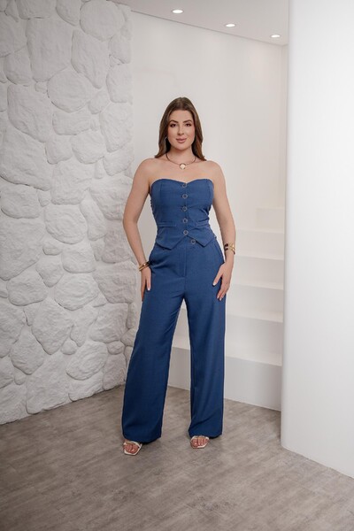 Foto Conjunto Em Alfaiatária Cropped E Calça Lia