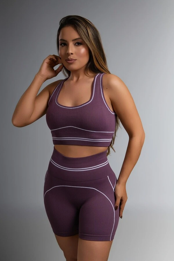 Use.Mood - Conjunto Top E Shorts Canelado Lu