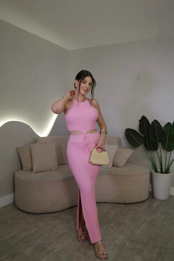 Conjunto Cropped E Saia Midi Alora