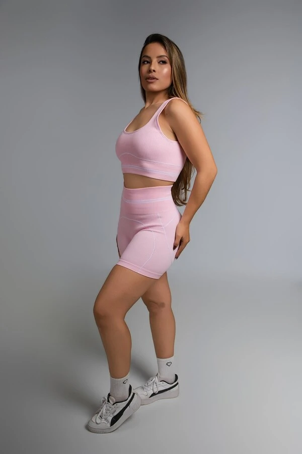 Use.Mood - Conjunto Top E Shorts Canelado Lu