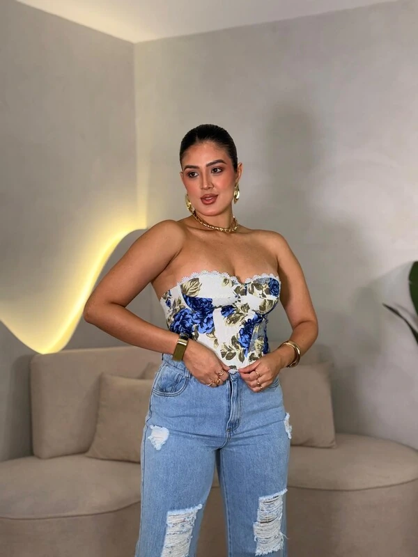Corset Florido Renda