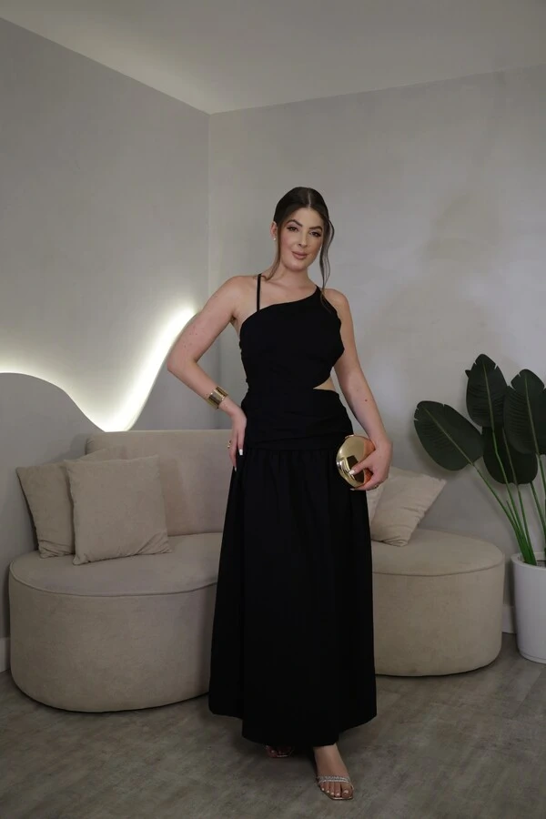 Vestido Midi Costas Abertas Scarlet